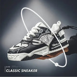 NNEOBA Men's Graffiti Patchwork Skateboard Sneakers (Black)