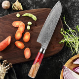 NNEOBA 7-Inch VG10 Damascus Steel Chef Knife  Razor Sharp Red