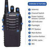 NNEOBA V2 Walkie Talkie Long Range Radio (2PCS BF-888S)