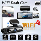 NNEOBA 1080P WiFi Dual Dash Cam Front Interior Car Camera Black