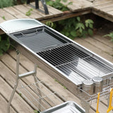 NNEOBA Portable Outdoor Stainless Steel Charcoal Grill Foldable BBQ Tool Silver
