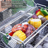 NNEOBA 12-Inch Stainless Steel Rolling BBQ Grill Mesh Rotisserie Roaster Cage Silver