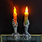 Halloween Skeleton Ghost Hands LED Candle Decoration – 15cm Horror Candle Prop for Home, Haunted House & Halloween Party Décor