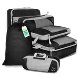 6-Piece Compression Packing Cubes Travel Organizer Set with Shoe Bag