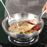 NNEOBA 28cm Stainless Steel Non-Stick Frying Pan Uncoated Cookware Silver