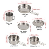 NNEOBA 8-Piece Camping Cookware Mess Kit Silver