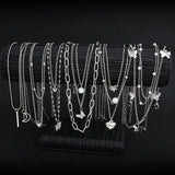 NNEOBA NNEOBA 13-Piece Womens Silver Necklace Set with Charms