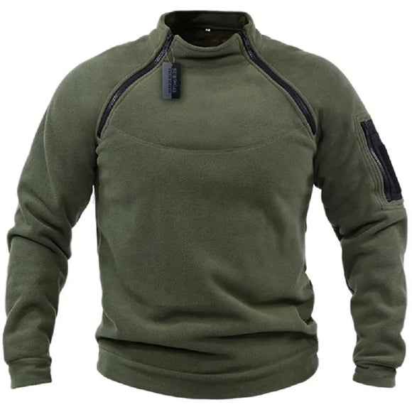 NNEOBA Men's Tactical Fleece Pullover Jacket Outdoor Hiking (Green)