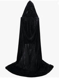 Velvet Hooded Grim Reaper Cloak – Black Long Unisex Cape