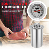 NNEOBA Stainless Steel Ham Maker with Thermometer Deli Meat Press Mold Silver