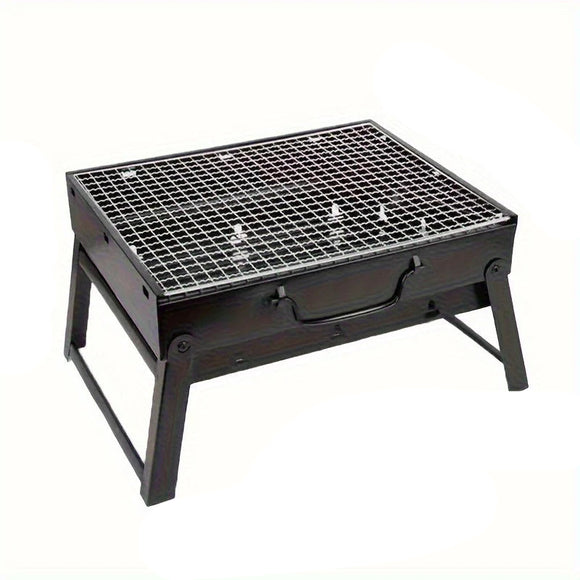NNEOBA Portable Charcoal BBQ Grill Stainless Steel Mini Outdoor Cooking Kit (Black)