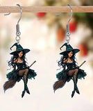 2D Acrylic Halloween Witch Earrings