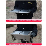 NNEOBA Stainless Steel Folding Charcoal Barbecue Stove BBQ Grill Rack Silver