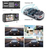 NNEOBA 2 Channel 1080P HD Dash Cam Triple Lens Car DVR Black