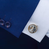 NNEOBA NNEOBA Men's Mechanical Movement Watch Cufflinks Gold