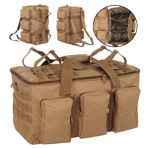 NNEOBA 55L Tactical Duffel Backpack Travel Bag Khaki