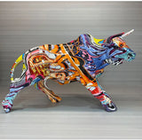 NNEOBA Graffiti Bull Figurine: Artistic Feng Shui Decor for Home and Office