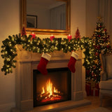 Christmas Garland Wreath, 2.7M Artificial Pine Rattan with LED Lights, Hanging Decor for Xmas Tree, Home Party, Door, Fireplace