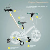 NNEOBA 2-in-1 Foldable 12-Inch Children's Balance Bike with Chainless PU Tires