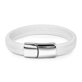 White Leather Braided Bracelet for Men
