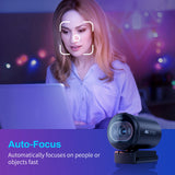 NNEOBA 4K Webcam with Tripod Autofocus Streaming Black