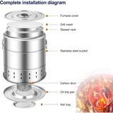 NNEOBA Portable Wrap-Around Charcoal Grill Smokeless BBQ Grate Silver