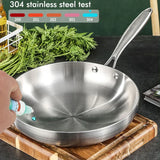 NNEOBA 28cm Stainless Steel Non-Stick Frying Pan Uncoated Cookware Silver