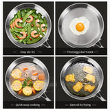 NNEOBA 20cm Tri-Ply 304 Stainless Steel Frying Pan Uncoated Silver