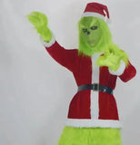 Green-Haired Monster Christmas Cosplay Costume Set Adult Unisex