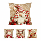 Christmas Cushion Cover 4 Set Gnome & Gingerbread Man