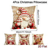 Christmas Cushion Cover 4 Set Gnome & Gingerbread Man