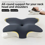 NNEOBA Butterfly-Shaped Orthopedic Memory Foam Pillow Cervical Neck Support Grey