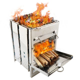 NNEOBA Foldable Stainless Steel Wood Stove Silver