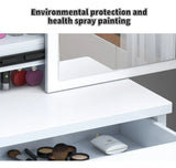 NNEOBA Elegance in Simplicity: White Dressing Table Set with Sliding Mirror & Ample Storage