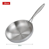NNEOBA 28cm Stainless Steel Non-Stick Frying Pan Uncoated Cookware Silver