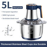 NNEOBA 5L Electric Meat Grinder & Food Processor (Stainless Steel)