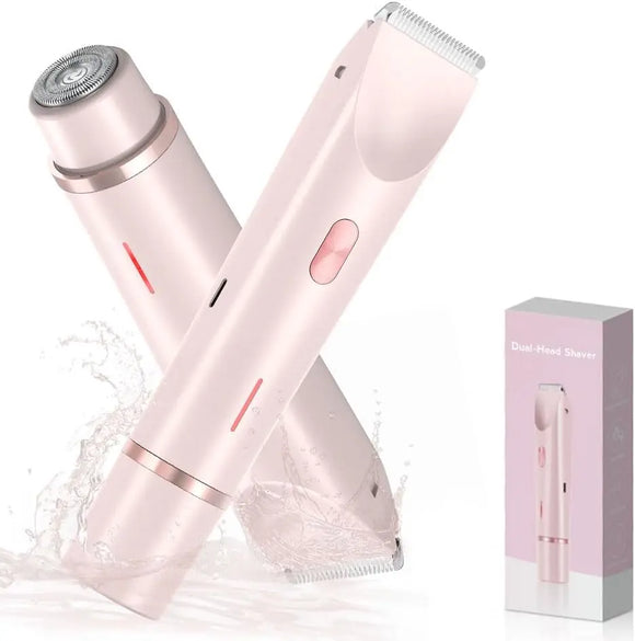 NNEOBA 2 in 1 Electric Bikini Trimmer & Facial Shaver Waterproof Pink