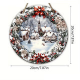 2D Flat Christmas Wooden Sign Ice & Snow Town Wreath