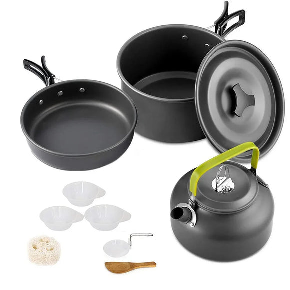 NNEOBA 11-Piece Outdoor Camping Cookware Set Black