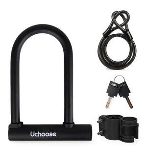 NNEOBA Heavy-Duty U-Shaped Motorcycle & Bicycle Anti-Theft Lock Black