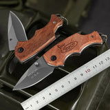NNEOBA Folding Knife Solid Wood Handle Brown