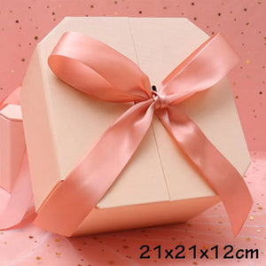 NNEOBA Charming Heart-Shaped Gift Box with Pink Bows – 21x21x12cm