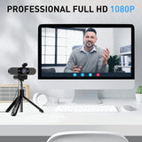 NNEOBA 1080P HD USB Webcam Dual Noise-Canceling Mics Black