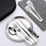 NNEOBA 20-Piece Steel Outdoor Camping Cutlery Set Silver