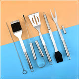 NNEOBA 9-Piece Stainless Steel BBQ Grill Tool Set Silver