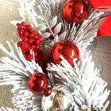 Flocked Christmas Flower Wreath Garland