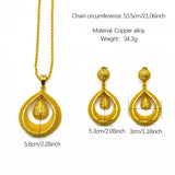 NNEOBA Gold Plated Necklace Earrings Bridal Set