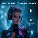 NNEOBA Wireless Gaming Headset 2.4GHz & Bluetooth 5.4 with Mic