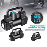 NNEOBA 12V 150PSI Heavy-Duty Dual Cylinder Air Compressor Digital Tire Inflator Black