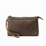 Genuine Leather Men's Clutch Bag and Long Wallet